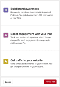 Objetivos para crear tu campaña en Pinterest